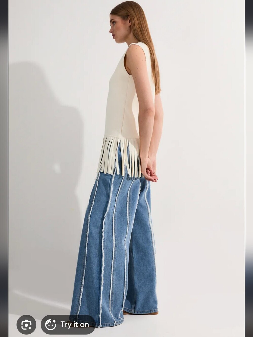 PrettyLittleThing Light Blue Distressed Vertical Stripe Jeans_6